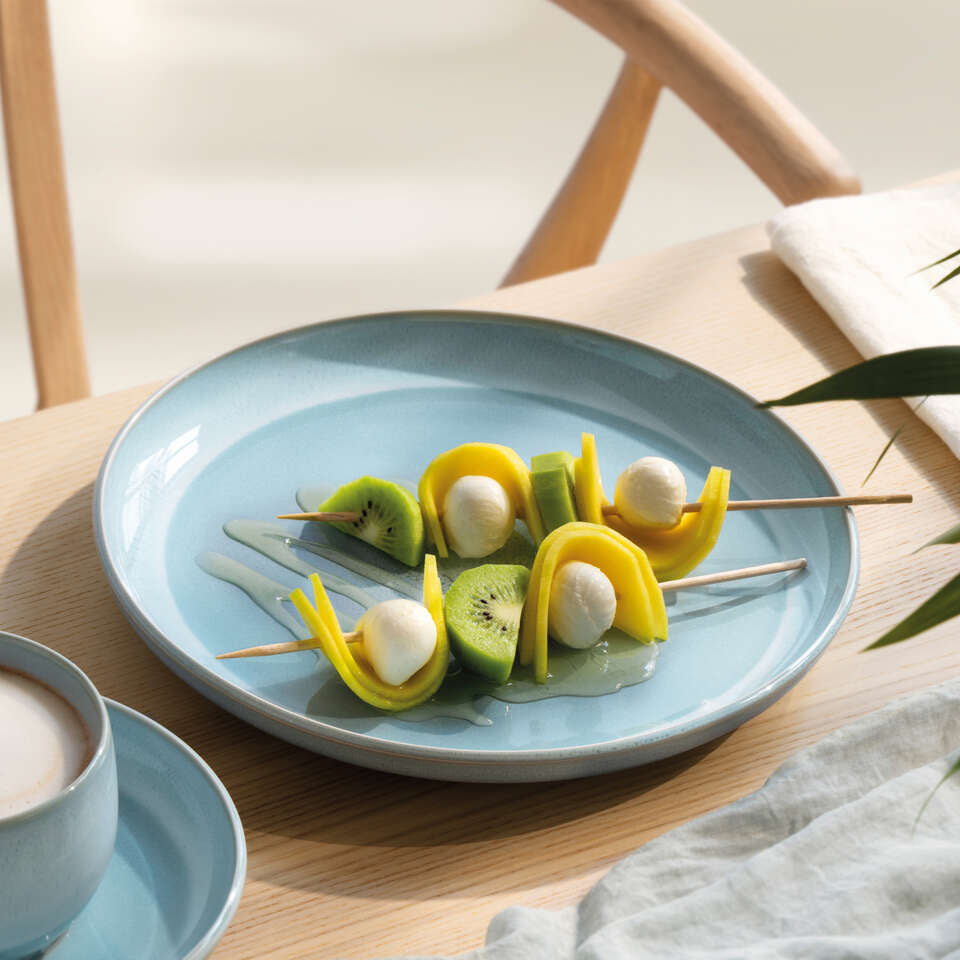 Villeroy & Boch Frühstücksteller Perlemor Aqua – Ø 24 cm, Porzellan, Blau, spülmaschinenfest, mikrowellengeeignet