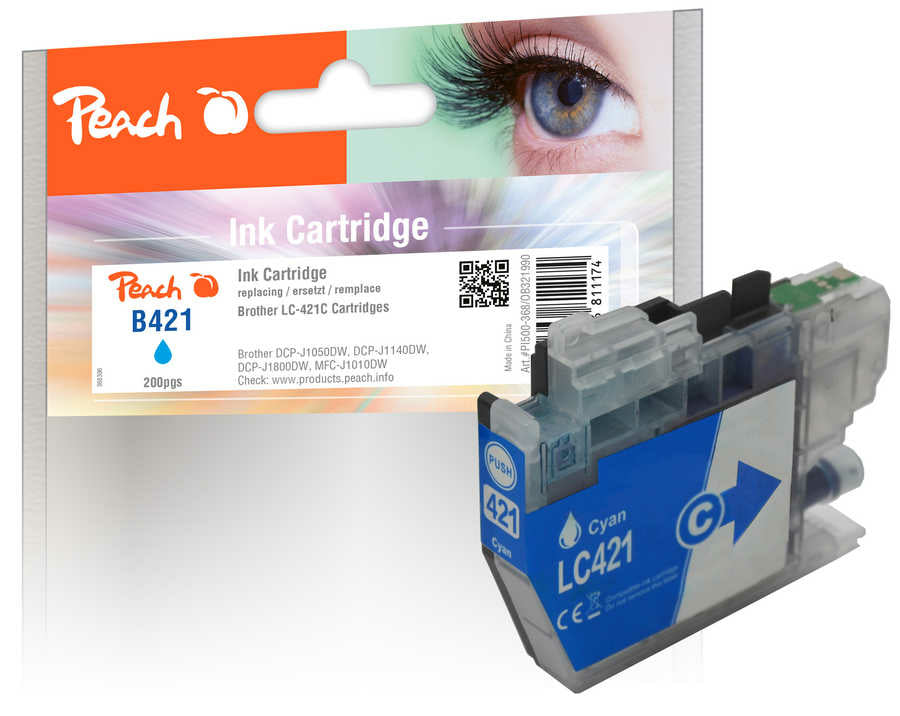 Peach LC-421 Tintenpatronen-Multipack, 5er-Set (Kompatibel) – für Brother DCPJ 1050/1140/1800, MFCJ 1010