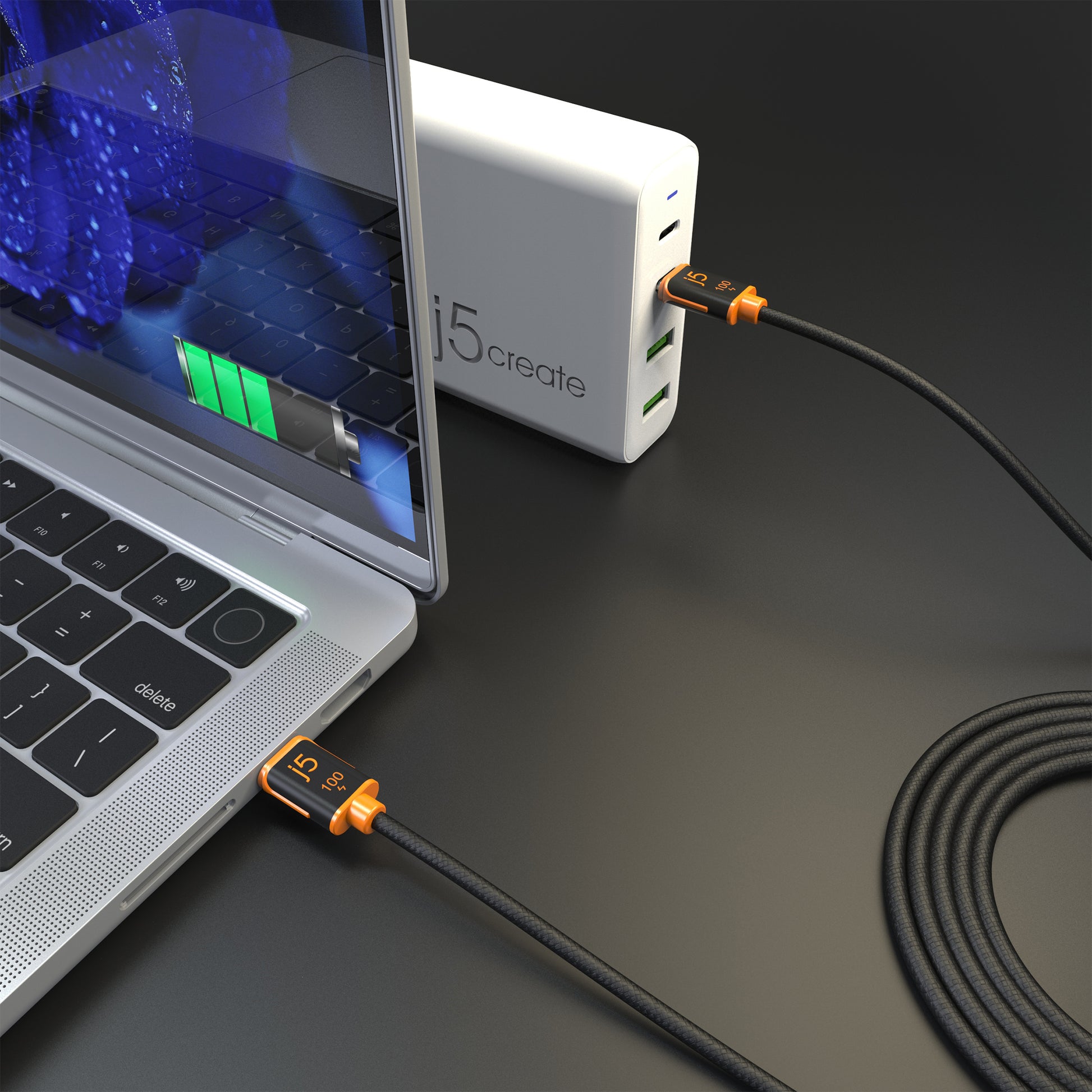 j5create USB-Kabel, USB-C, 1,8 m, Lade-/Datenkabel