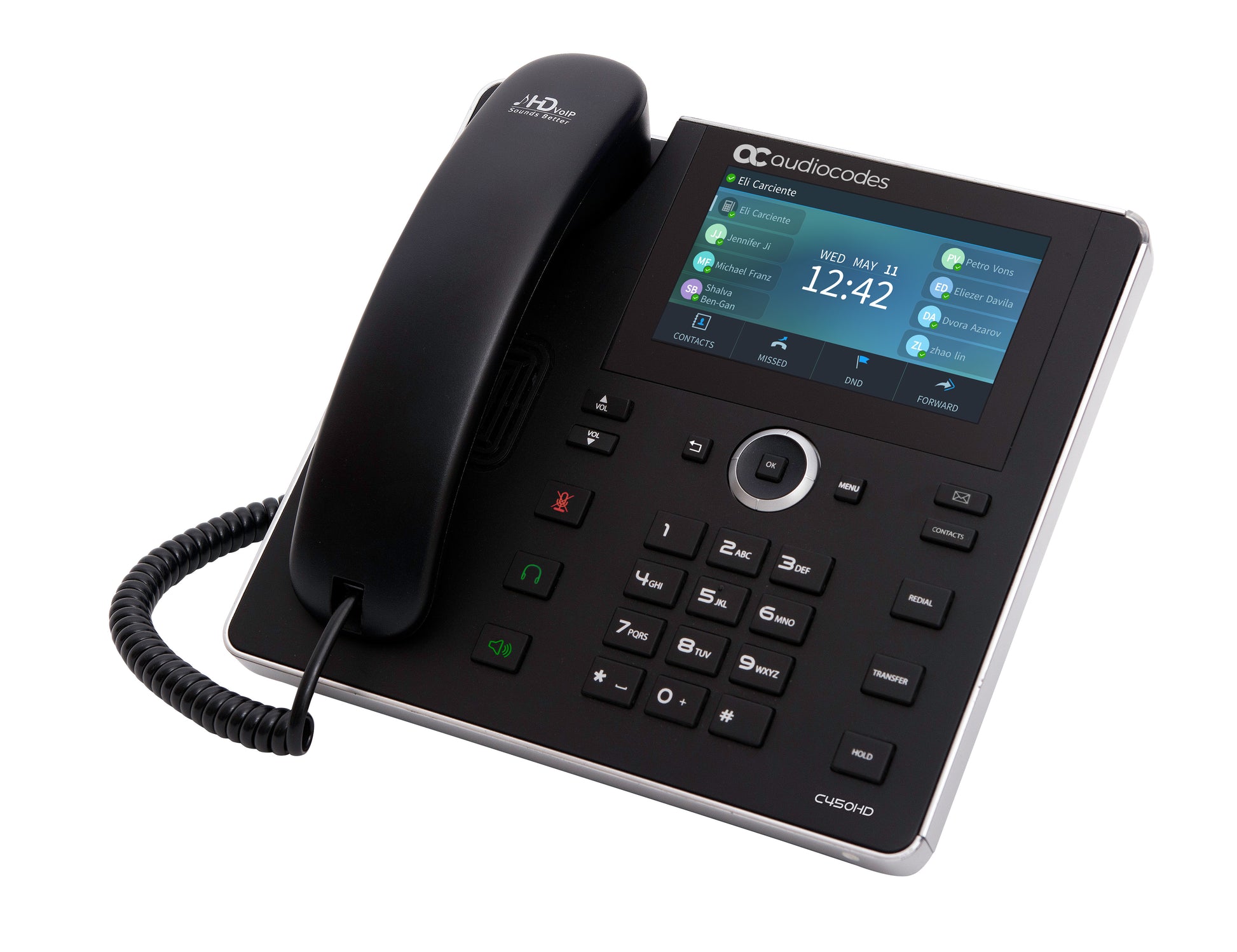 AudioCodes C450HD – IP-Telefon, PoE, Gigabit-LAN (RJ45), mit integriertem Bluetooth, schwarz