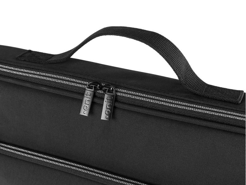 ONIT Clamshell Notebook-Tasche bis 15,6" – 600D rPET, mit Trolley-Band – Schwarz