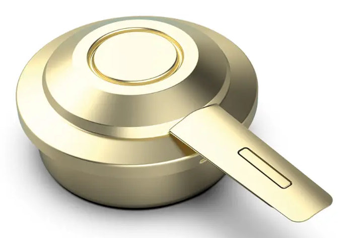 Stöckli Fondue-Brenner Ø 8,5 cm, Edelstahl, Gold, mit Deckel