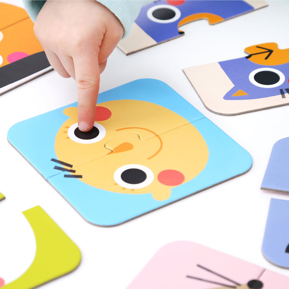 Banana Panda Puzzle Halbe Gesichter – 16 Teile – 11 × 11 cm – ab 1,25 J. – Karton, Papier – Mehrfarbig