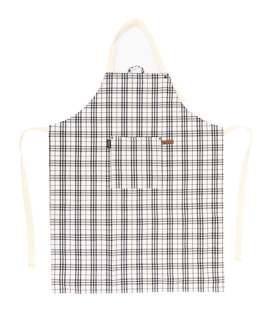 Tiseco Schürze Sherlock Checker – Baumwolle/Polyester, 68×85 cm, Schwarz/Weiss, 1 Stück