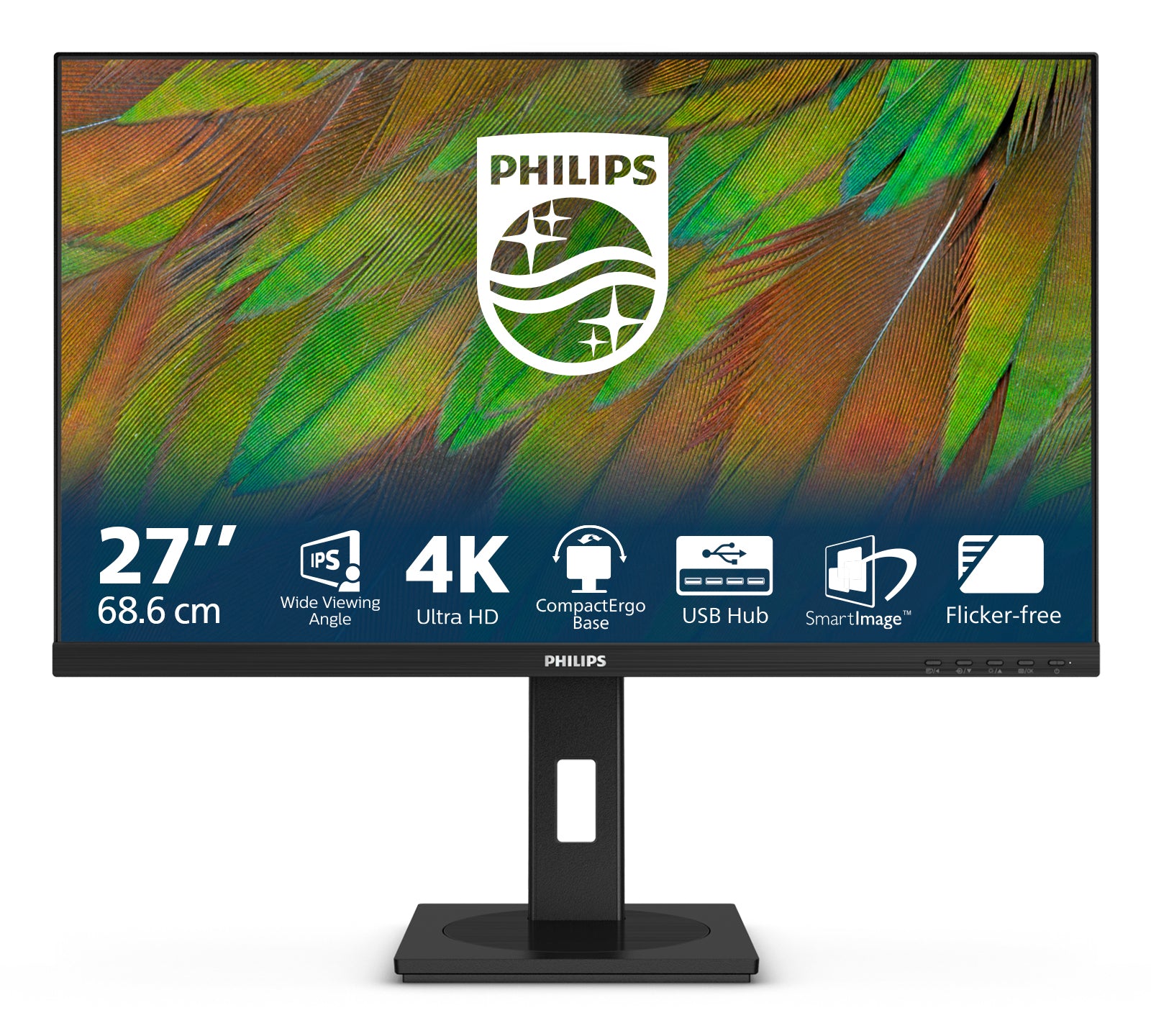 Philips 27B1N3800/00 – Monitor, 27", IPS, 60 Hz, 350 cd/m², USB-Hub, VESA 100 × 100, Schwarz