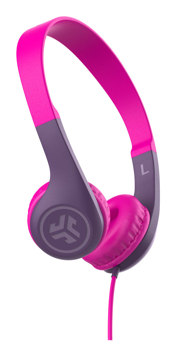 JLab JBuddies Pop Kinderkopfhörer – Over-Ear, Stereo, Kabel, 3,5 mm Klinke, 85 dB Lautstärke-Limit, Pink