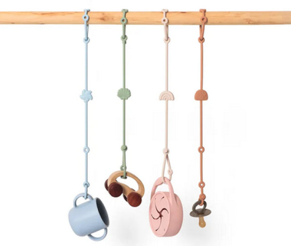 Little Bear Kinderwagenkette – einfach zu befestigen – für Kinderwagen – 510 mm – hellbraun – Silikon