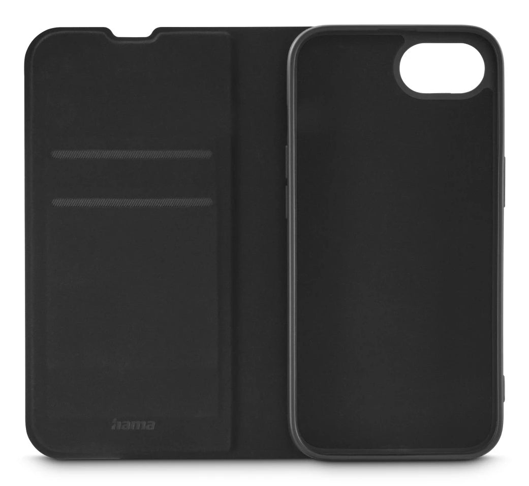 Hama Daily Protect Wallethülle – für Apple iPhone 16e, mit Ständer, 2 Kartenfächer, PU+TPU, Schwarz
