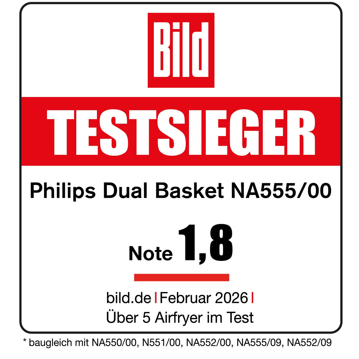 Philips Heissluftfritteuse NA552/00 – 9 l, Rapid Air & Braten, 2750 W – Schwarz/Gold