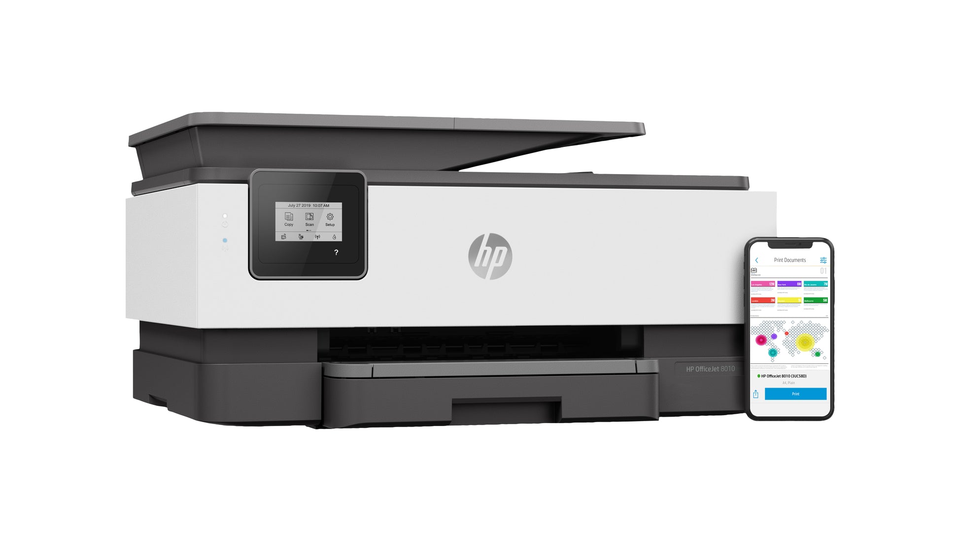 HP OfficeJet 8012 – Farbtintenstrahl-Multifunktionsdrucker, A4, 3-in-1, Duplex, ADF, WLAN, AirPrint