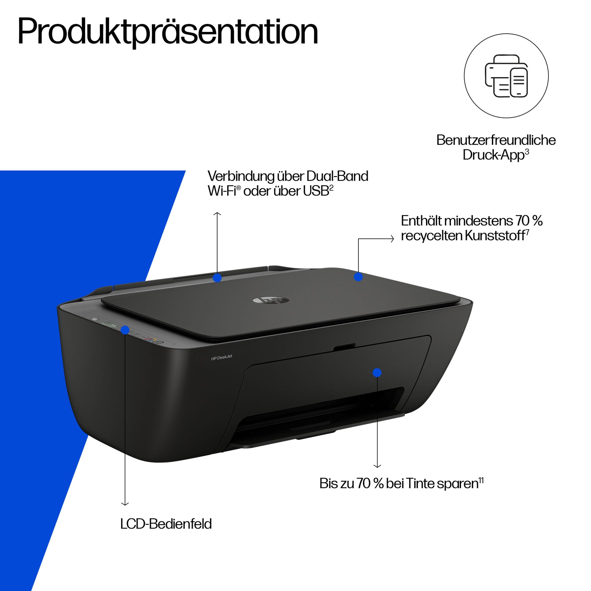 HP DeskJet 2920 Wireless – Farbtintenstrahl-Multifunktionsdrucker, A4, 3-in-1, Duplex, WLAN, AirPrint, Mopria
