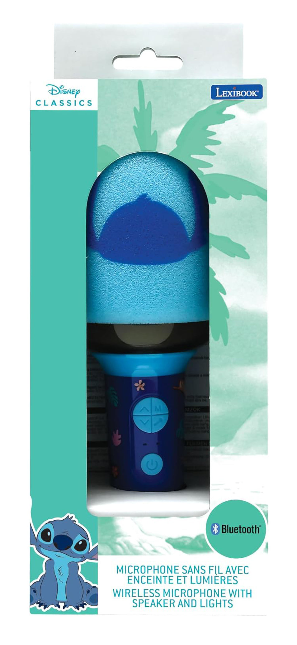 Lexibook Disney MIC280D Mikrofon – Stitch – Bluetooth, Akku, Lichteffekte – 8,7 × 21,0 × 8,7 cm – ab 6 J.