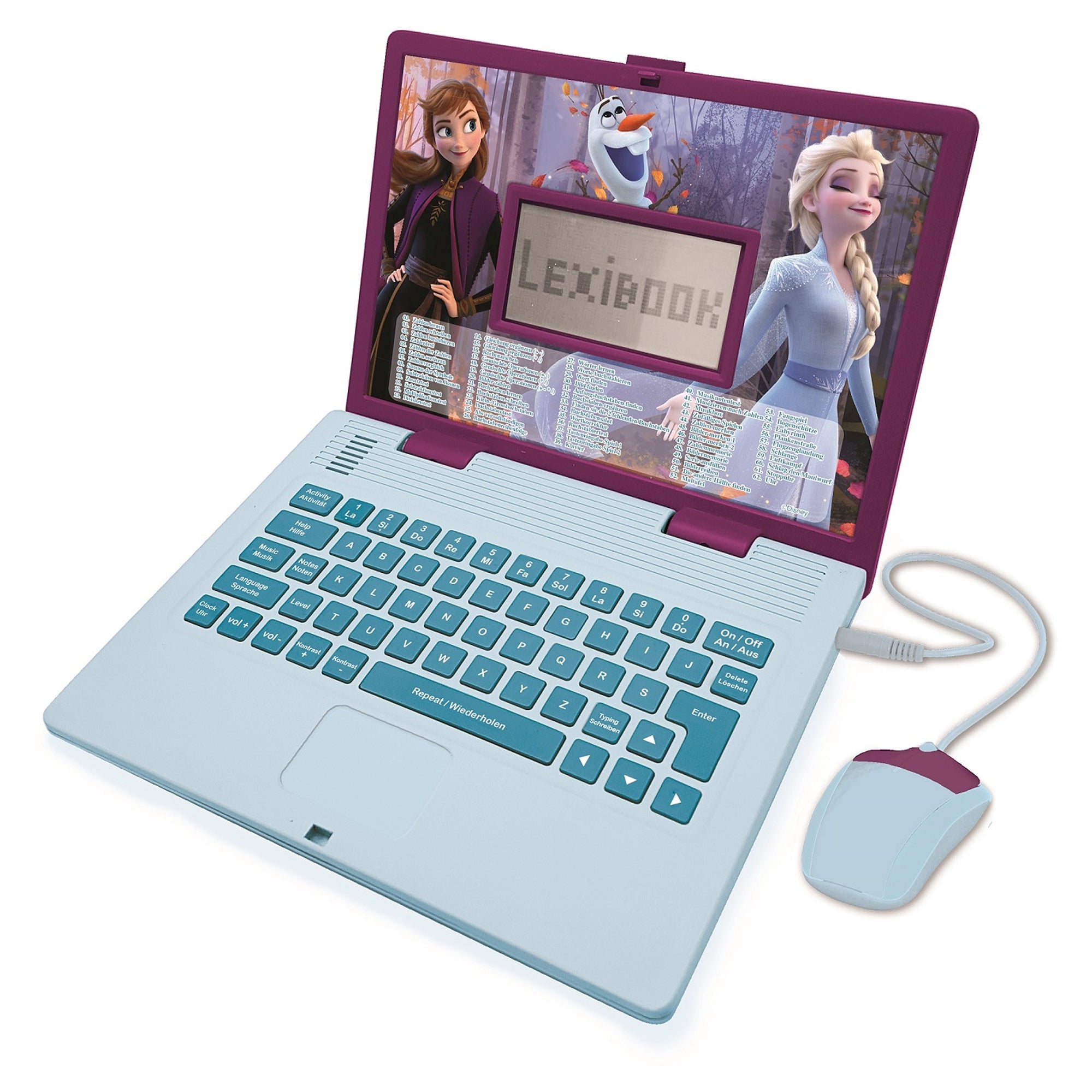 Lexibook JC598FZI3 Kinder-Laptop – Disney Frozen – 124 Aktivitäten, DE/ENG – 24 × 3,6 × 18 cm – ab 4 J.