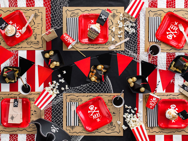 PartyDeco Teller, Papier/Karton, quadratisch – 20 × 20 cm, rot – 6 Stk.