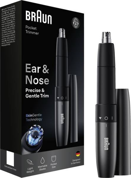 Braun Ohr-/Nasenhaartrimmer EN20 – Batteriebetrieben, 1 × AAA, Nass & Trocken – Schwarz