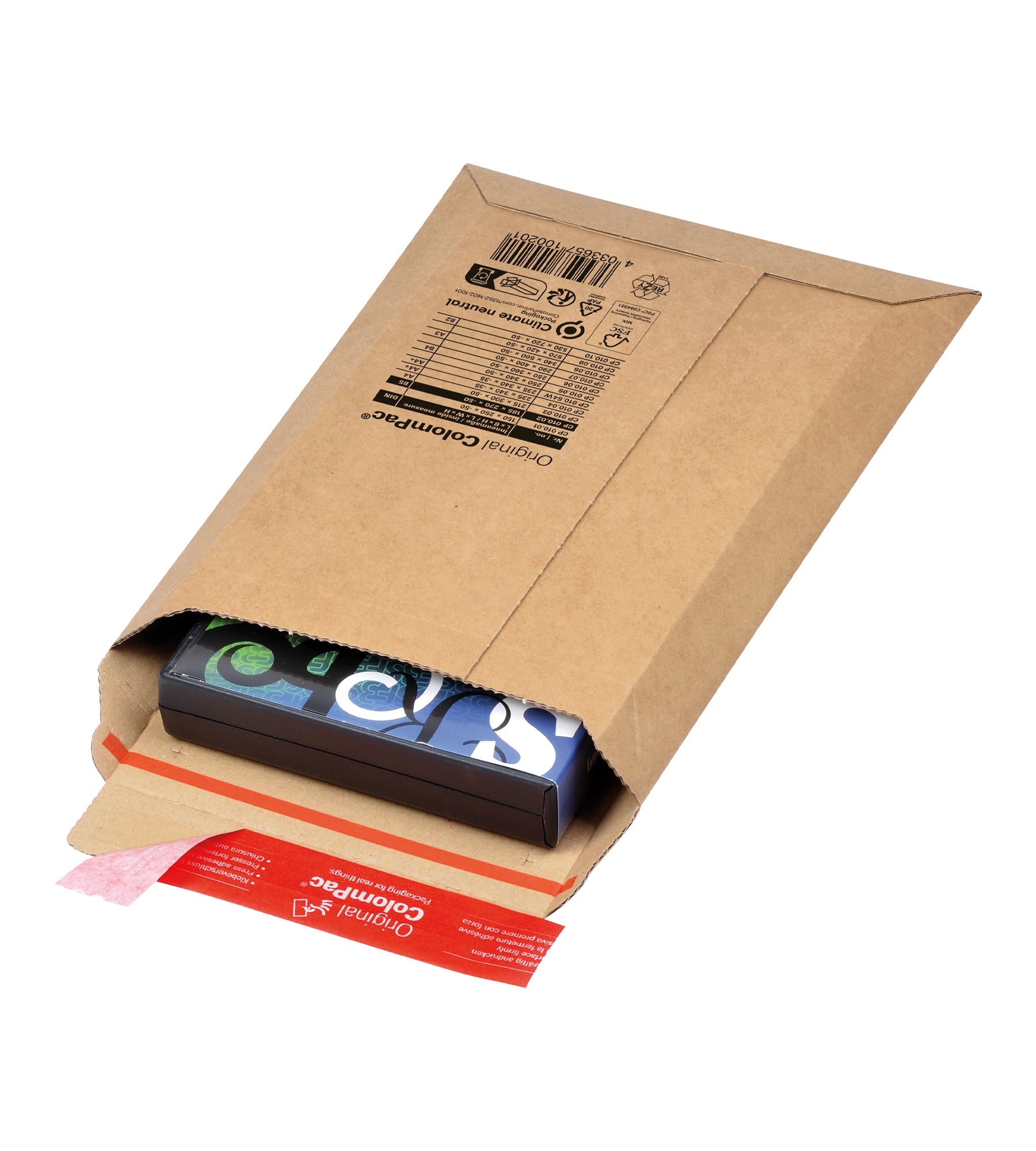 Colompac Karton-Versandtasche – B5, 50 mm, ohne Fenster, selbstklebend, Karton, beige – 100 Stk.