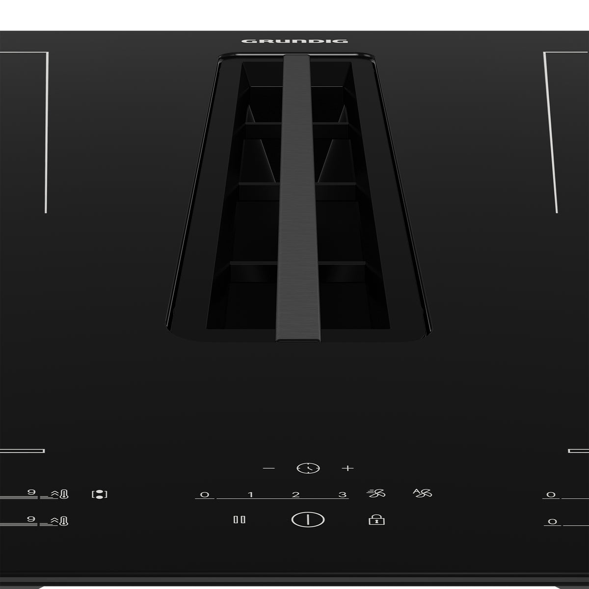 Grundig Einbau-Induktionskochfeld GIEH 834480 P – 80 cm, 4 Zonen, integrierter Dampfabzug – schwarz