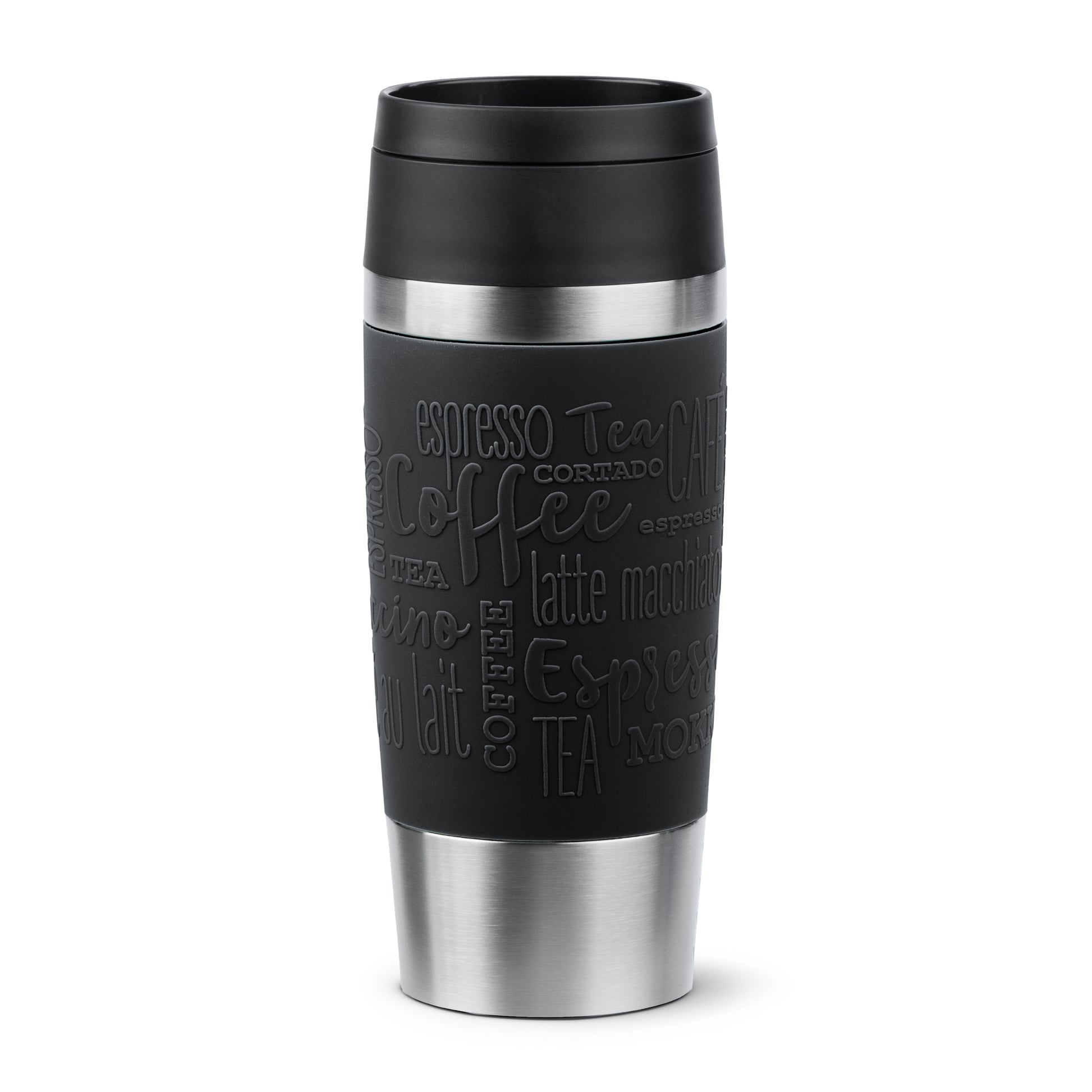 EMSA Travel Mug Classic Thermobecher 360 ml – doppelwandig 4 h heiss/8 h kalt, Edelstahl, schwarz