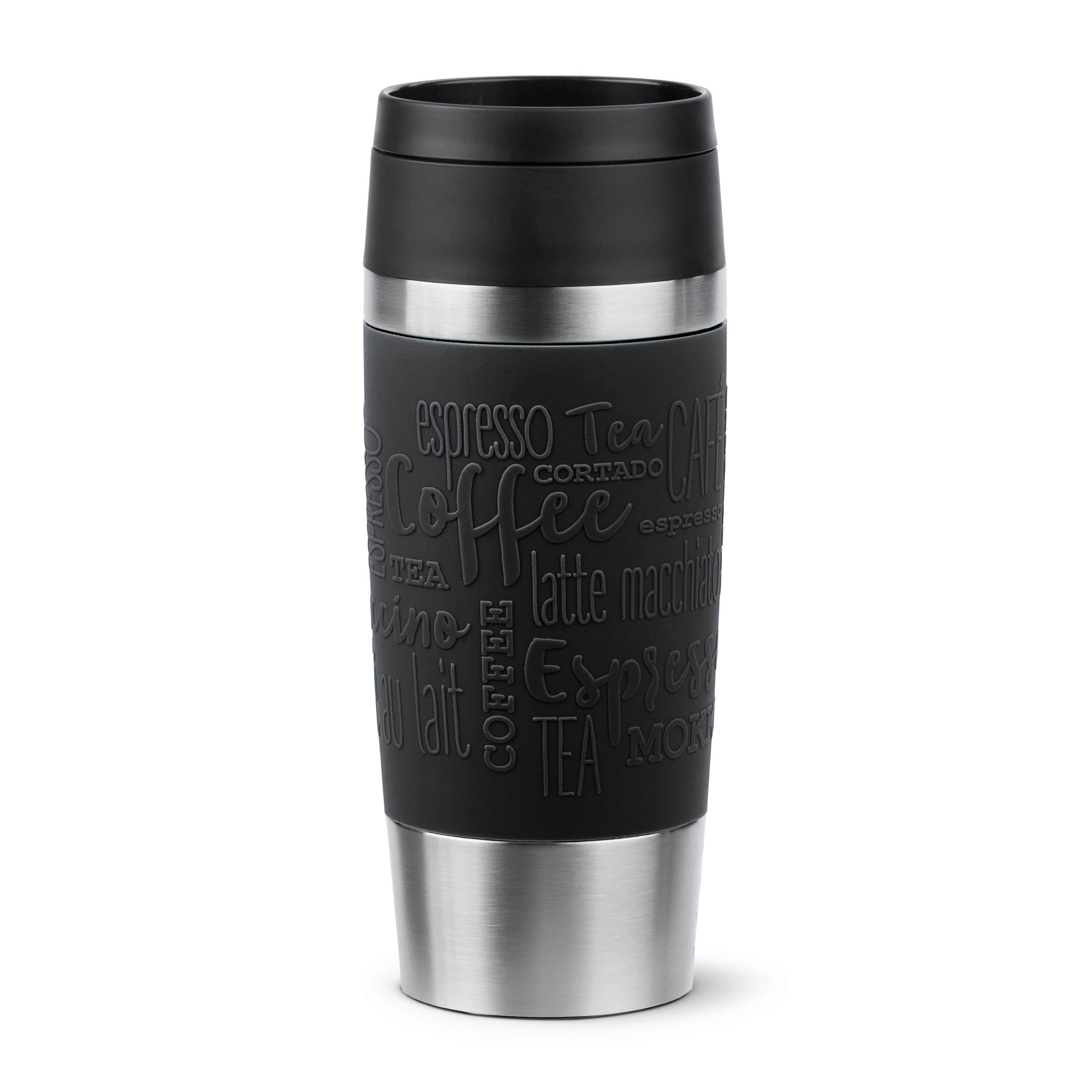 EMSA Travel Mug Classic Thermobecher 360 ml – doppelwandig 4 h heiss/8 h kalt, Edelstahl, schwarz