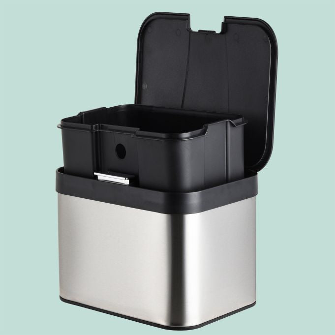 Relaxdays Komposteimer – 4,5 l – Edelstahl, Rechteckig – Schwarz