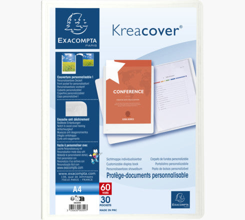 Exacompta Sichtbuch Kreacover A4, 30 Hüllen, PP, Weiss