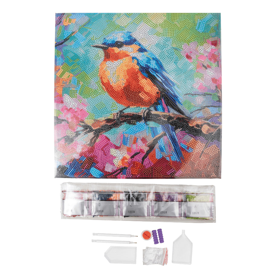 CRAFT Buddy Crystal Art Kit – Diamond Painting Set – Spring Robin – 30 × 30 cm – ab 8 Jahren
