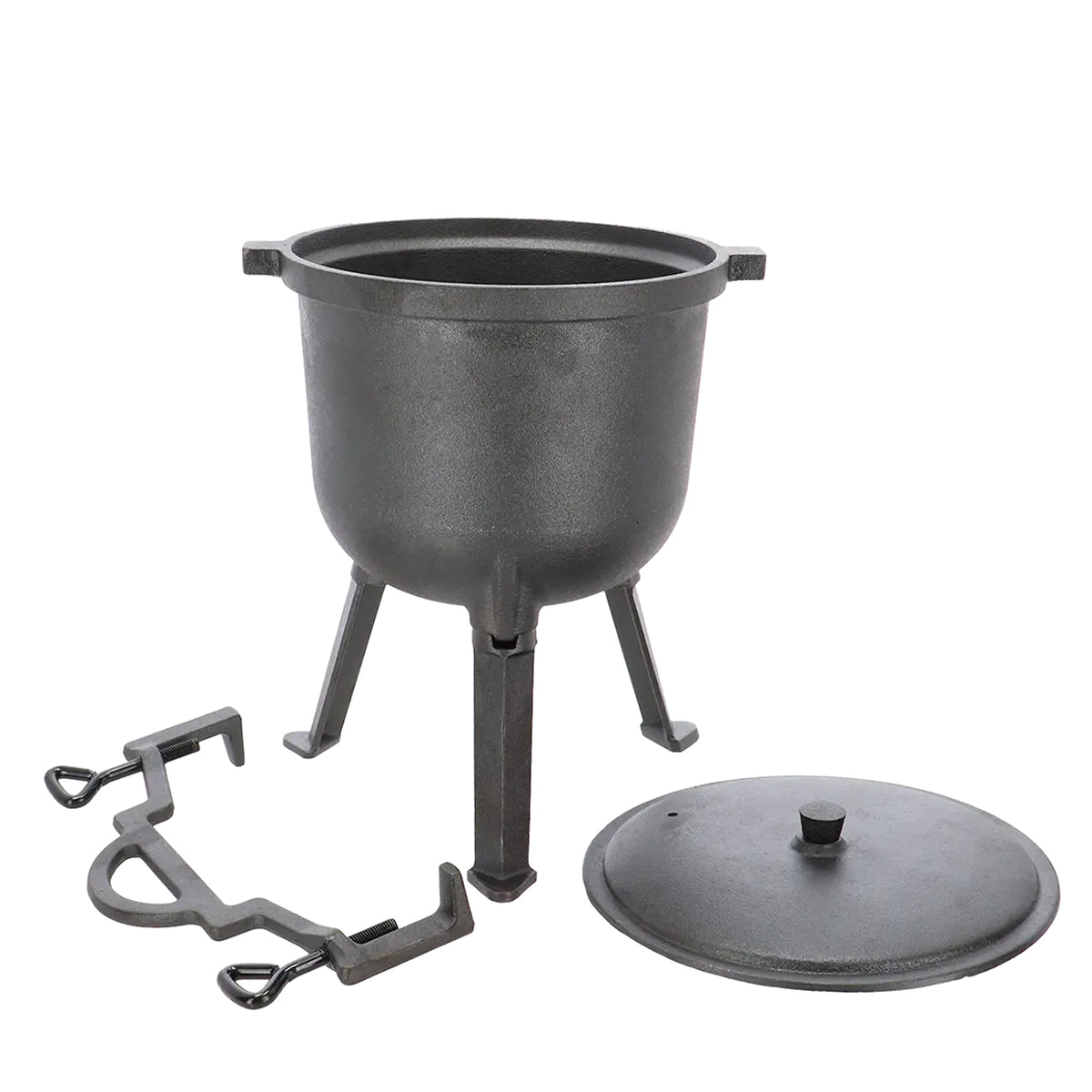 Esschert Design Kochtopf FF648 – 6,8 l, Gusseisen, für Feuer, Grillrost – Schwarz
