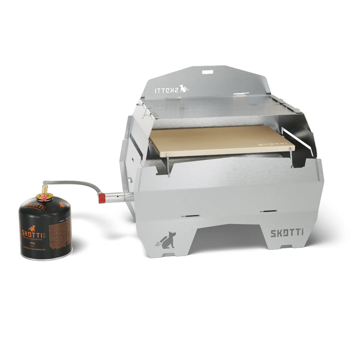 Skotti Pizzastein 24 × 16,5 × 1 cm, Stein/Edelstahl, Beige, für Grill