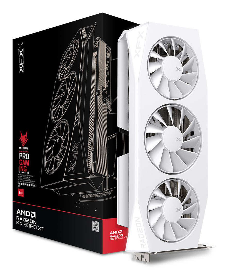 XFX Radeon RX 9060 XT Mercury OC – PCIe Grafikkarte – 2×HDMI 2.1, 1×DisplayPort 2.1, PCIe 5.0, 1×8-Pin