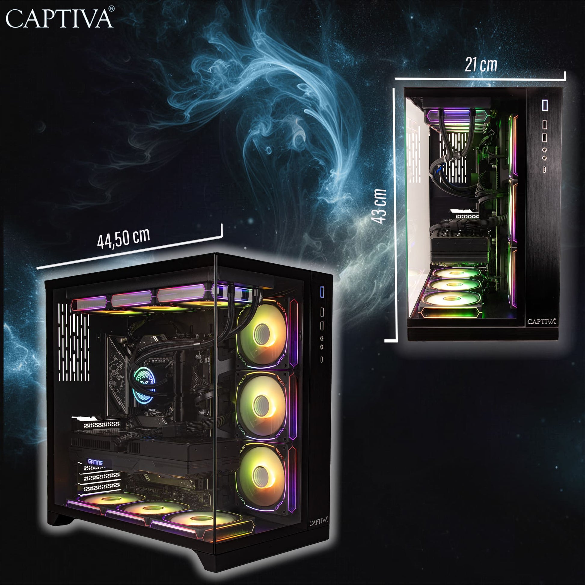 Captiva Tower – AMD Ryzen 9 9900X, 64 GB RAM, 2 TB SSD, NVIDIA GeForce RTX 5080 16 GB, Windows 11 Home