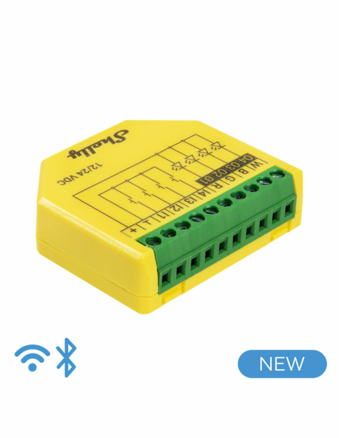 Shelly LED-Strip-Controller – RGBW, WLAN – für Alexa, Google Assistant – 12–24 V – 1 Stk. – Plus RGBW PM