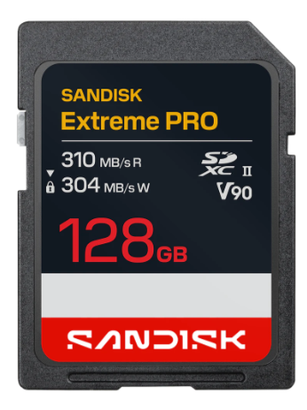 SanDisk Extreme PRO SDXC 128 GB – UHS-II, V90, 310/304 MB/s