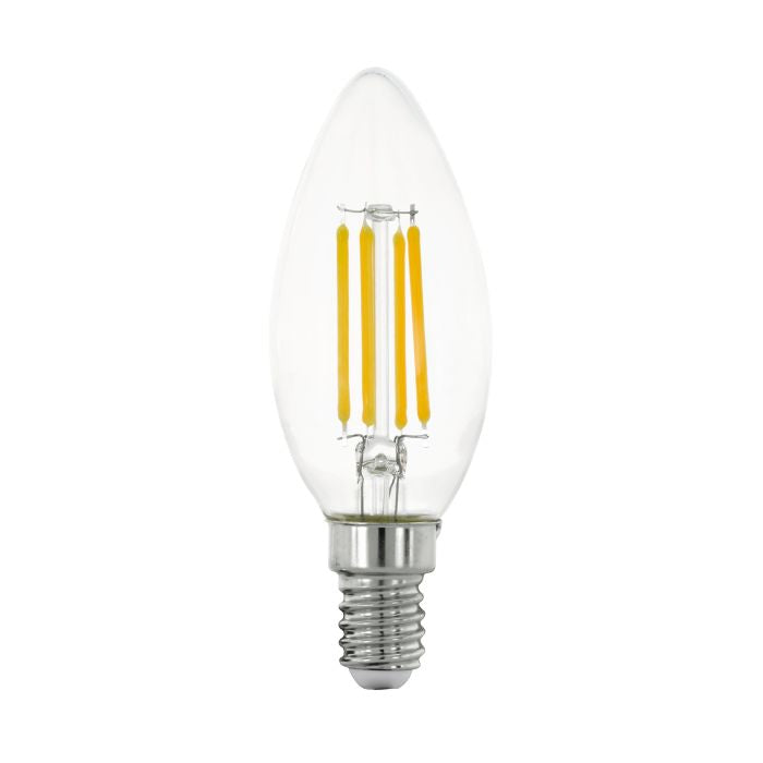 EGLO Leuchtmittel E14 Kerze – 470 lm, 2,2 W, Warmweiss 3000 K – IP20 – 1 Stk. – Transparent, Glas