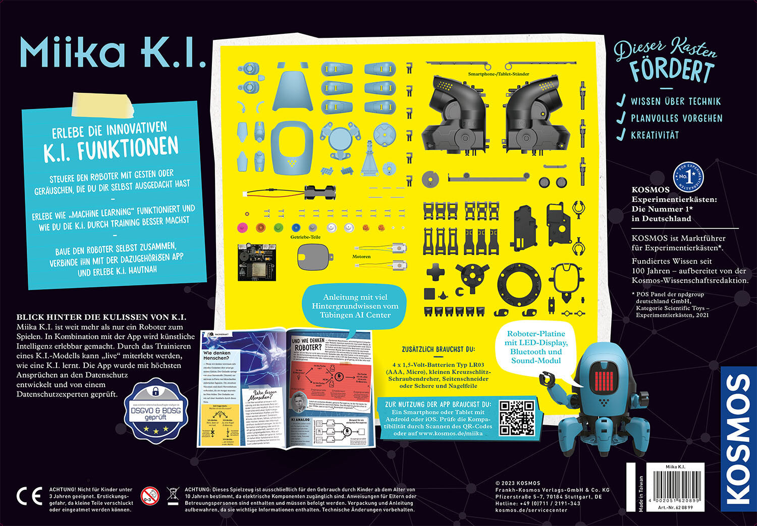 Kosmos Experimentier-Bausatz – MiiKA K.I., Robotik, Beleuchtung, ab 10 Jahren, Deutsch