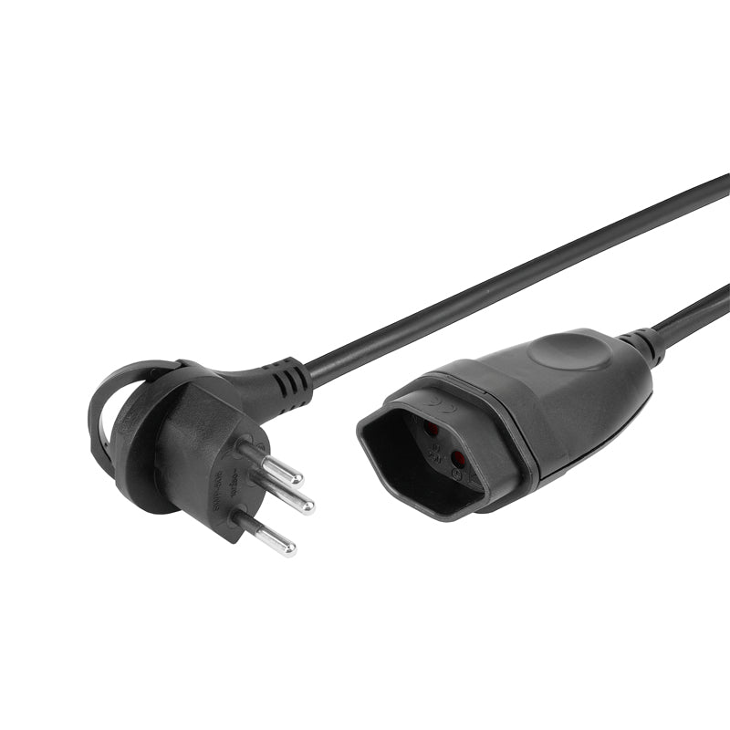 Steffen Verlängerungskabel T12–T13, 0,25 m, IP20, 1 mm², Winkelstecker – Schwarz