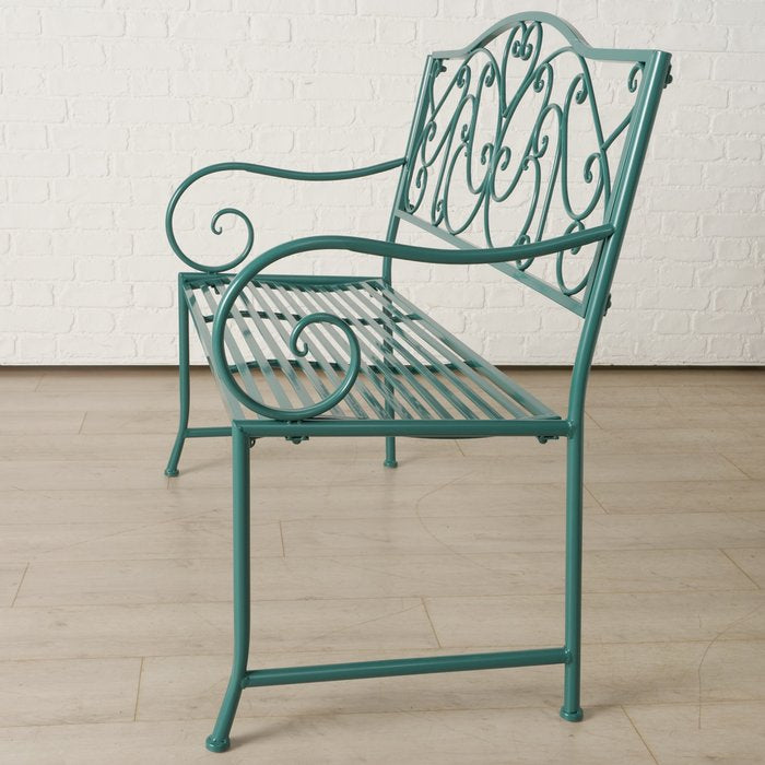 Boltze Louisa Gartenbank – B 115 × T 45 × H 98 cm – Metall, Grün – für Erwachsene und Kinder
