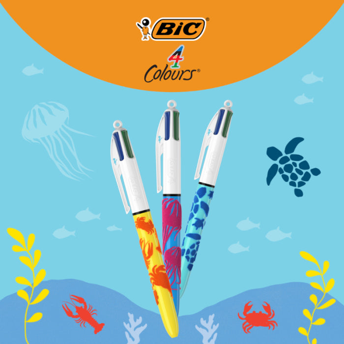 BIC 4 Colours Mineral Multifunktions-Kugelschreiber – 4 Farben, Druck, 12er Pack