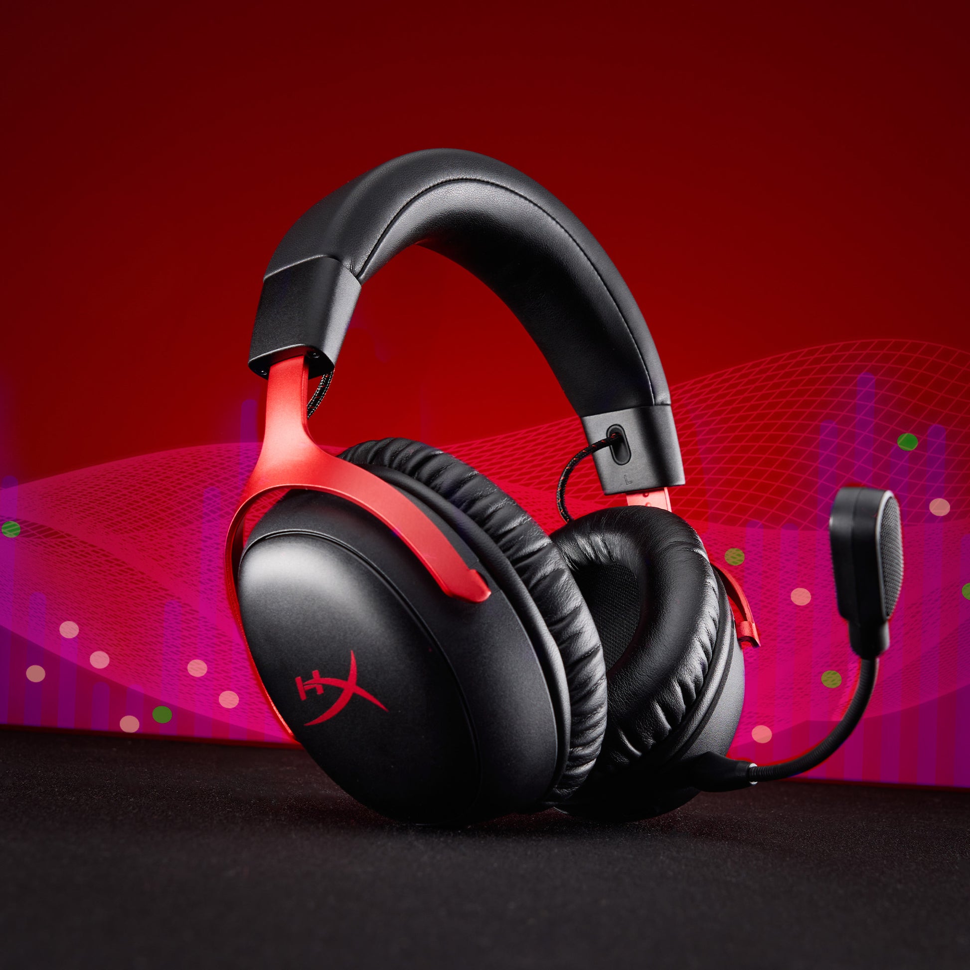 HyperX Cloud III S – Gaming-Headset (Over-Ear), Surround-Sound – Schwarz/Rot – für PS4
