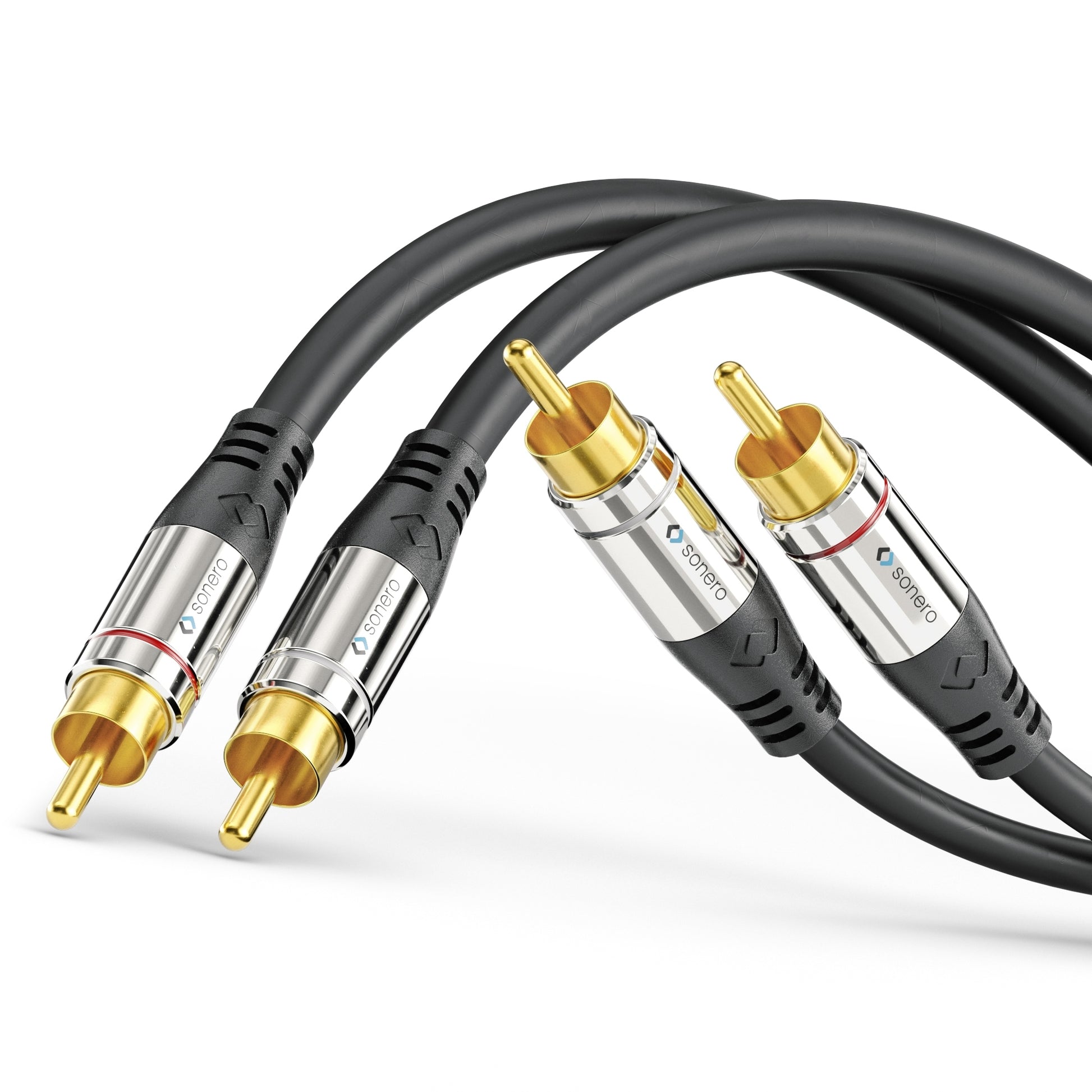Sonero Cinch-Kabel (2×) – Stecker zu Stecker – 1 m, vergoldete Stecker