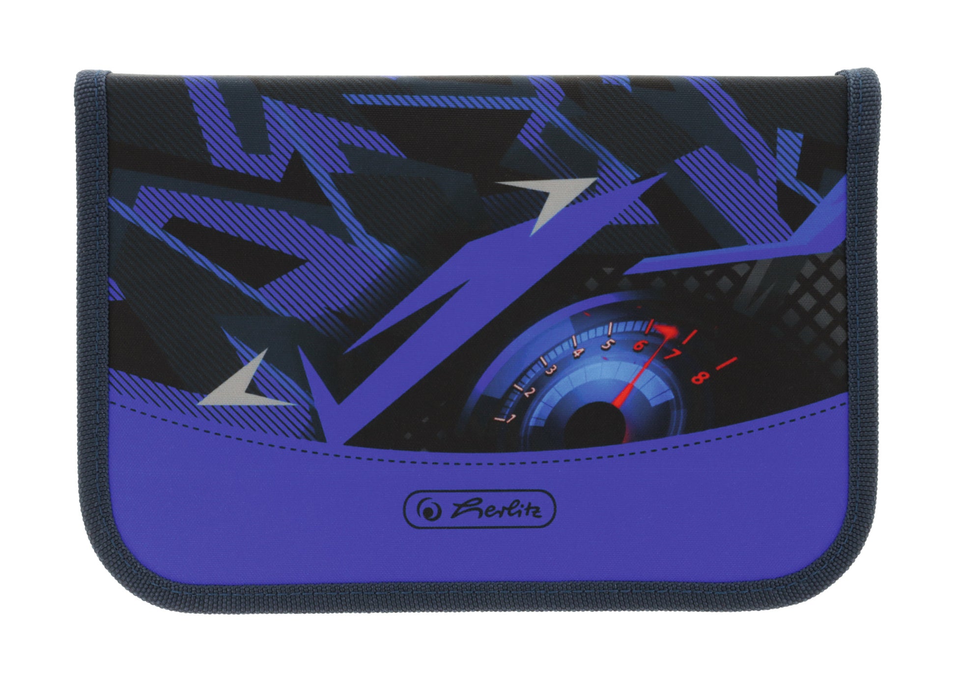 Herlitz High Speed – Schüleretui, gefüllt (31-teilig), schwarz, königsblau, Polyester, 20,5 × 3,8 × 14 cm