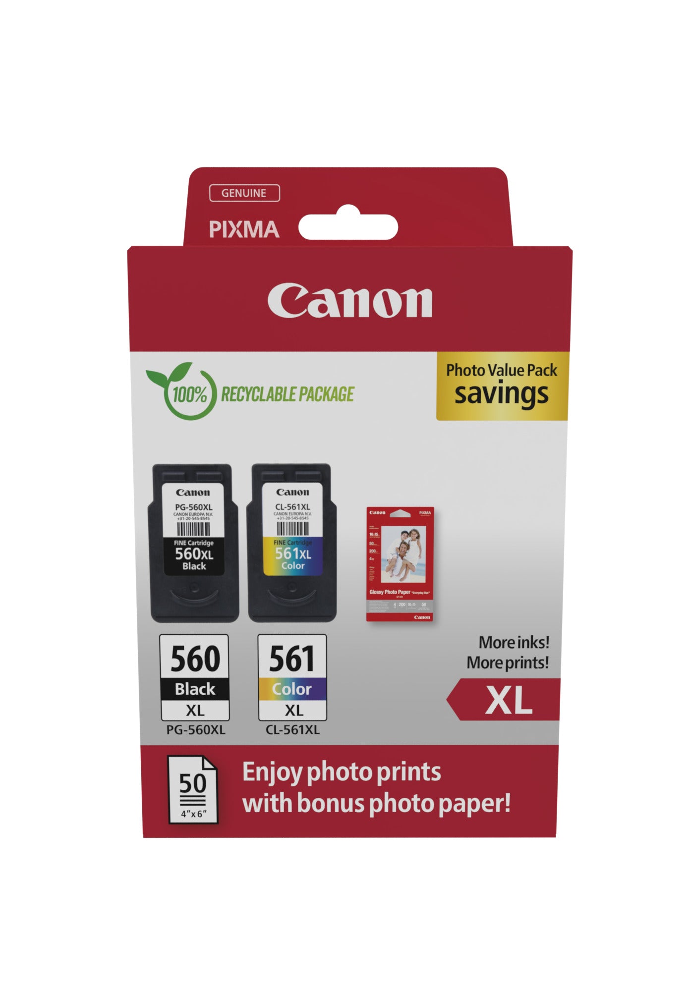 Canon PG-560XL/CL-561XL Tintenpatronen-Multipack, Schwarz/Dreifarbig (Original) – für PIXMA TS5350/TS5351
