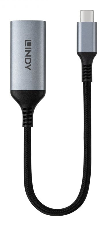 Lindy USB-C auf DisplayPort Kabel DP 1.4 8K 60 Hz – 0,15 m – HDR – Grau/Schwarz