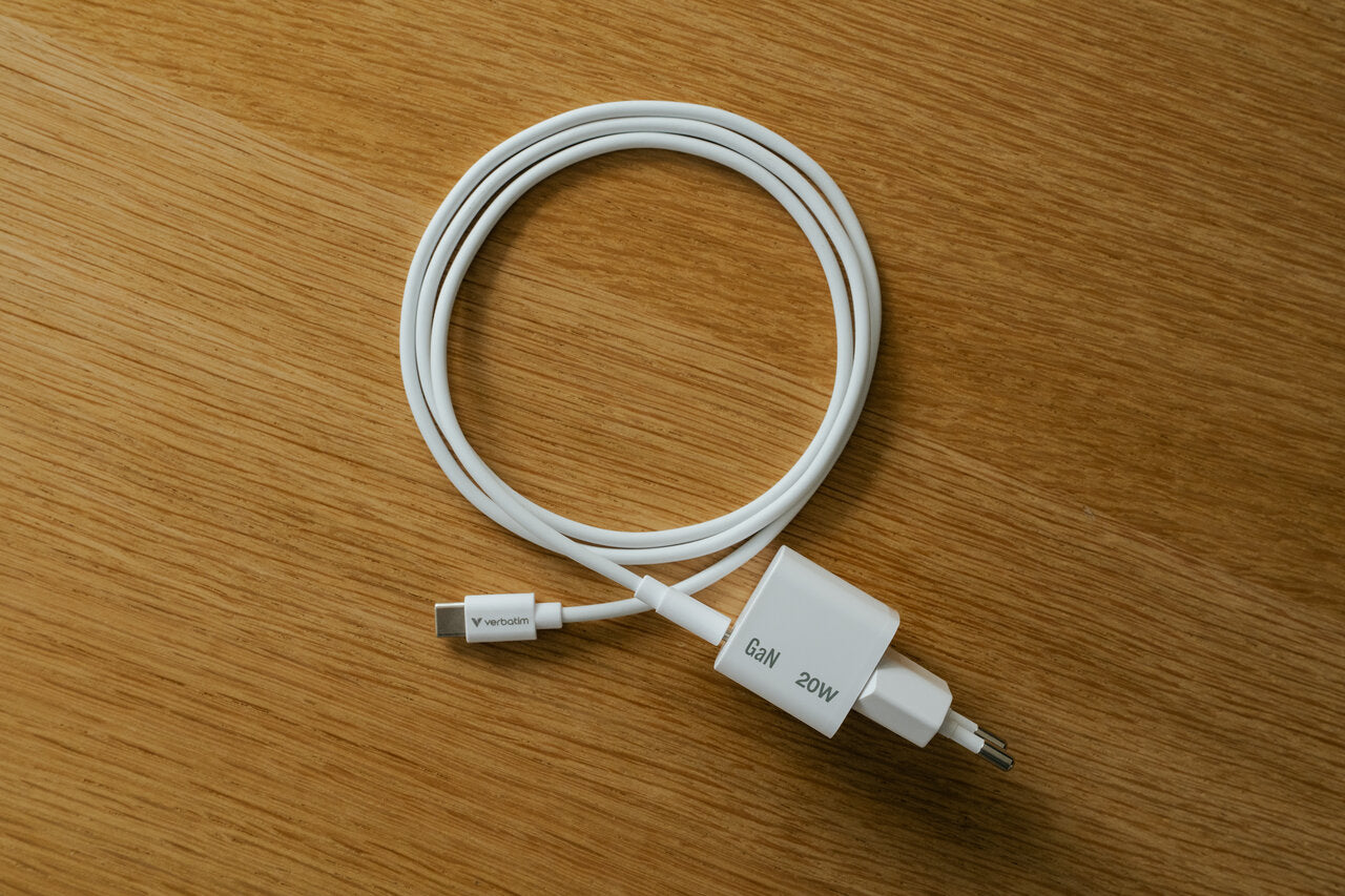 Verbatim 32396 USB-Ladegerät 20 W – USB-C×1 – PD 3.0, GaN – EU-Stecker (Typ C), Weiss