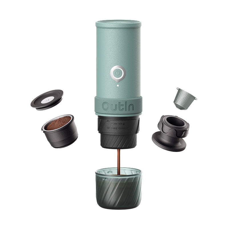 Outin Mino Kapselmaschine – 0,1 l, grün, 6,7 × 19,5 × 6,7 cm