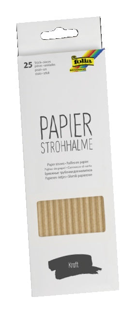 Folia Papierstrohhalme, Ø 6 mm 20 cm – kraft – 25 Stk.