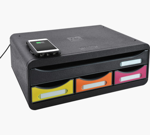 Exacompta Briefkorb – mit Beschriftungsfeld, schwarz, B 355 × H 135 × T 270 mm, Serie TOOLBOX MINI QI