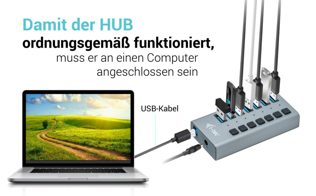 i-tec Ladegerät – 36 W, 7× USB-A, mit externem Netzteil – für Tablets, Notebooks, Ultrabooks und mehr