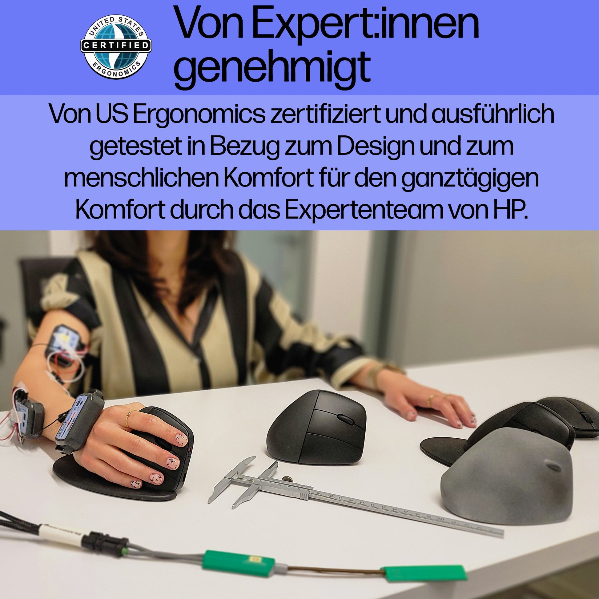 HP 925 Ergonomische Maus – kabellos, 4'000 dpi, 6 Tasten, für Rechtshänder, vertikal, wiederaufladbar, schwarz