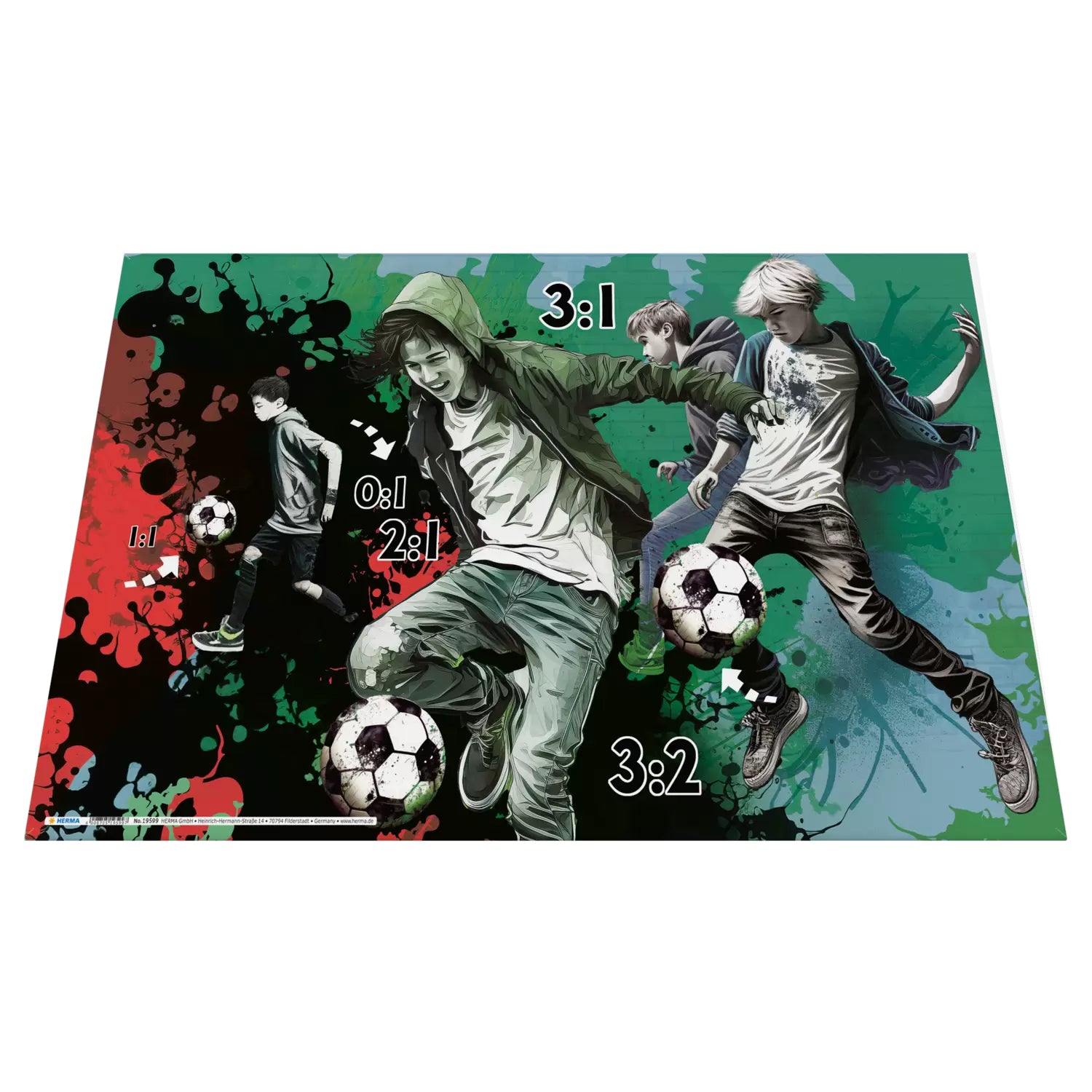 HERMA Schreibunterlage – Street Soccer – 550 × 350 mm – Kunststoff, rutschfest