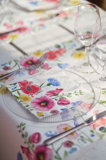 Duni Servietten Flowy Meadow – 33 × 33 cm, 3-lagig, Seidenpapier, mehrfarbig, 250 Stk.